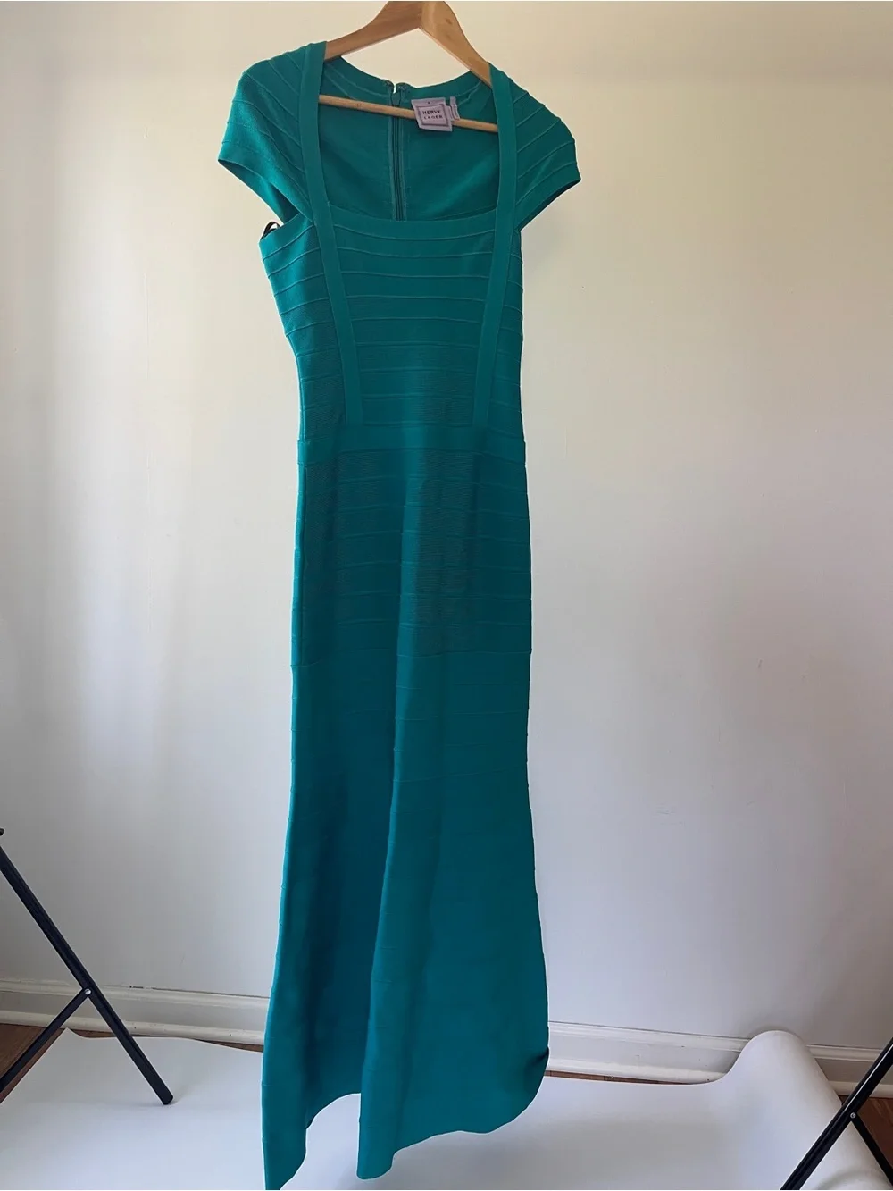 Hervé Léger Teal Bandage Maxi Dress Size M